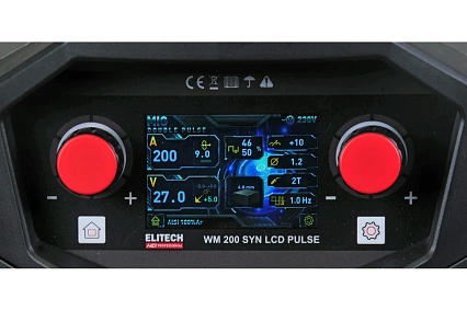 Инверторный сварочный аппарат Elitech HD WM 200 SYN LCD Pulse 204473