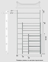 Полотенцесушитель водяной Двин FTE 1&quot;-1/2&quot; 56x60 выход слева, хром