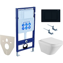 Подвесной унитаз SET Aquatek Лира-012 4в1 с микролифтом, кнопка черный матовый