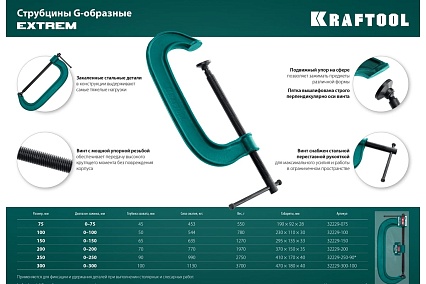 G-образная струбцина Kraftool Extrem 75х45 мм, G-75 32229-075