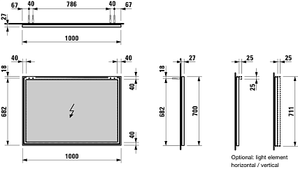 Зеркало Laufen Frame 100 см