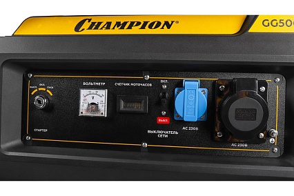 Генератор Champion GG5000EW (5/5,5кВт OHV 15лс 25л 81кг эл.старт колеса)