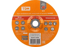 Круг шлифовальный зачистной по металлу Рубин 180x6х22.2 мм, тип 42, A24RBF, 5 шт TDM SQ1071-0708