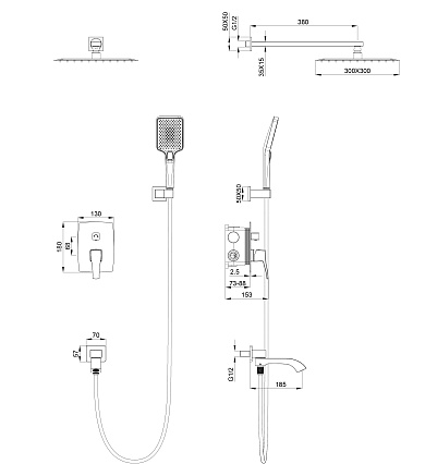 Душевой набор Wonzon&Woghand Flex WW-88939072-CR хром