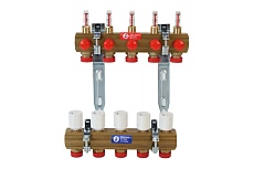 Коллекторная группа Giacomini латунь R553F 1 ВР/ВР, 11 выходов 3/4 НР под евро с расходомерами R553FY051 040-0288