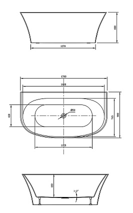 Акриловая ванна Vincea VBT-423-1700 170x90 белый