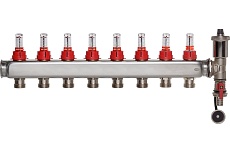 Коллектор ColSys p887 8 выходов с расходомерами, автоматическим воздухоотводчиком и дренажным шаровым краном 188710508
