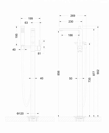 Напольный смеситель Bravat Arc F66061K-B3-ENG черный матовый