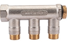 Коллектор с шаровыми кранами STOUT Smb 6211 341203 3/4&quot;, 3 отвода 1/2&quot;, синие ручки RG0091AACQML3R