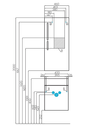 Тумба с раковиной Акватон Эклипс 46 см подвесная, эбони темный 1A1727K1EK560