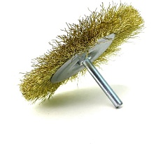 Щетка для дрели дисковая 100x10 мм, с хв-м 6 мм, гофрированная латунированная сталь 0.30 мм 13-179 EuroBrush EB-D100BS