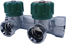 Коллектор Tiemme 2 отвода, регулируемый 3/4&quot;х3/4(18) евроконус Maxima Corner (никель) 1850007 / 1871K