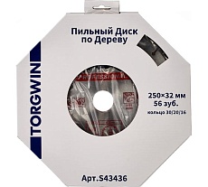Диск пильный по дереву 250х32/25.4 мм, 56Z TORGWIN S43436