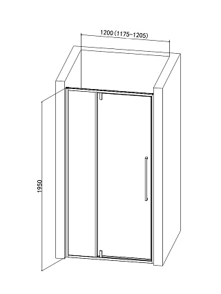 Душевая дверь AQUAme AQM7108-12 120x195, прозрачное, хром