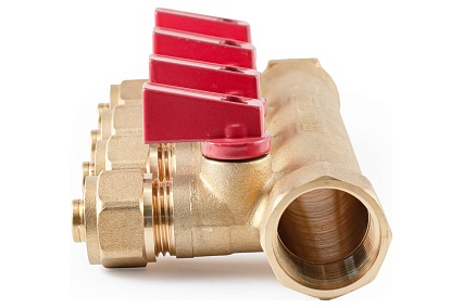 Коллектор с шаровыми кранами PROFACTOR в/н 3/4" х 4 вых 16 цанга PF MVP 266.4