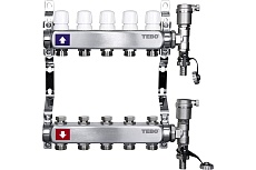 Коллекторная группа для отопления в сборе TEBO из нержавеющей стали, 1&quot;х3/4&quot;, 6 выходов T-КГ.200.1.6.34.CN