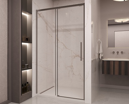 Душевая дверь Vincea Stella VDS-1ST110CLGM 110x200 вороненая сталь, прозрачная
