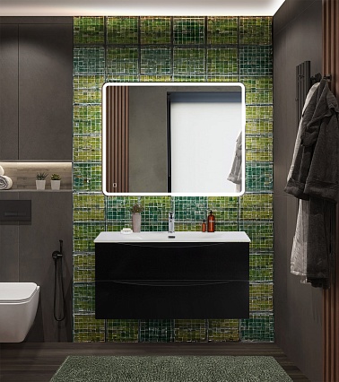 Тумба с раковиной BelBagno Marino-Cer-N 100 см Nero Lucido