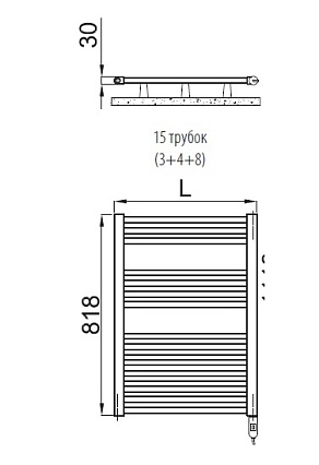 Полотенцесушитель электрический Irsap Ares EIS058K50IR01NNN 58x81.8 с регулятором, хром