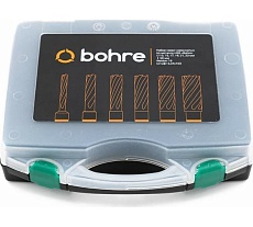 Набор сверл корончатых по металлу HSS Bohre 13,15,17,19,21,23 мм х55, Weldon 19, штифт 6,34х103 КБ003624