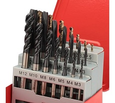 Набор машинных метчиков H-Tools M3-M12 HSSE-TiALN DIN371/376 + сверла 21пр 245054FHT