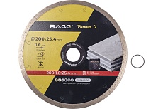 Диск алмазный по керамограниту сплошной 200 мм RAGE Furious 605200
