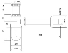 Сифон для раковины Timo 960/00L хром