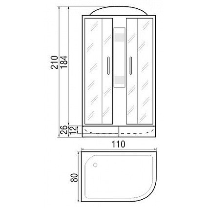 Душевая кабина River Nara 110/80/24 МТ 110x80 белый, матовое, L