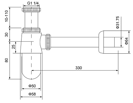 Сифон для раковины Timo 960/00L хром