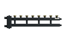 Коллектор Warme с гидрострелкой рядный на 5 контуров с накидными гайками WKD.R.85F.4+1