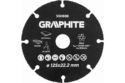 Диск режущий для дерева и пластика (125х22.2 мм; HM) Graphite 55H698