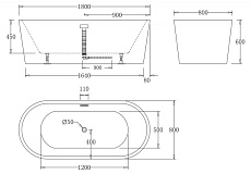 Акриловая ванна BelBagno BB71-1800 180x80 см