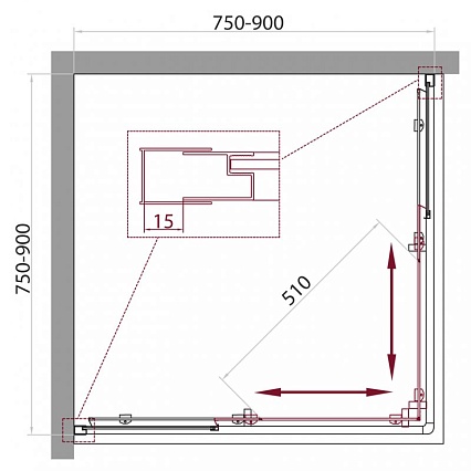 Душевой уголок BelBagno Unique 75/90x75/90 рифленый