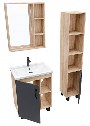 Мебель для ванной Grossman Флай 60 см дуб сонома/серый