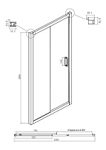 Душевая дверь Ambassador Forsa 160x200 17021222AB прозрачная, чёрный