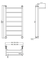 Полотенцесушитель водяной Aquanet Fiona 60x100 см, с верхней полкой