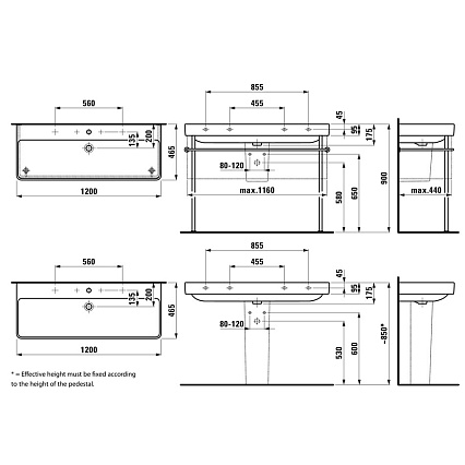 Раковина Laufen Pro S 120 см, арт. 8.1496.5.000.104.1