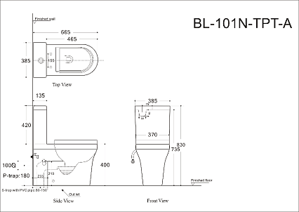 Бачок для унитаза Aquanet Rimless Nova BL-101N-TPT-A