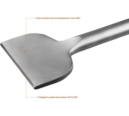 Зубило лопаточное БУРАН 75х400 мм, HEX 30 Зубр 29375-75-400