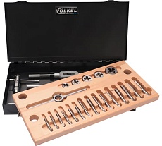 Набор метчиков и плашек VOLKEL UNC 1/4-1/2 HSS-G 27 предметов V48050
