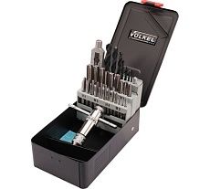 Набор комплектных метчиков VOLKEL M3-M12 HSS-G DIN352 (+ вороток, сверла) 30 предметов V49511