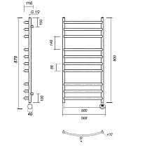 Полотенцесушитель электрический Domoterm Калипсо П10 500x800 ER ТЭН справа, хром