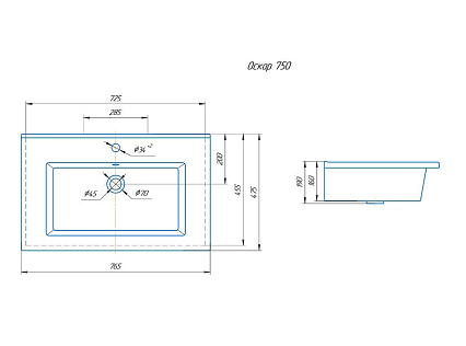 Мебель для ванной Vigo Grani 75 см напольная, 2 ящика