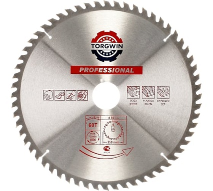 Пильный диск по дереву 350x50(30) мм, Z60 TORGWIN T1323479