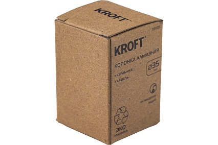 Коронка алмазная по керамике 35 мм, цилиндрический хвостовик KROFT 559535
