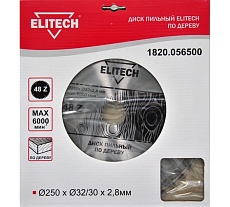 Диск пильный по дереву (250х32/30 мм; 2.8 мм; 48Z) Elitech 1820.056500