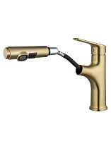Смеситель для раковины Wonzon&Woghand WW-AE4151-BG выдвижной излив, брашированное золото