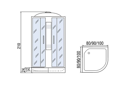 Душевая кабина Мономах 80/24 С МЗ 80x80 хром, с рисунком