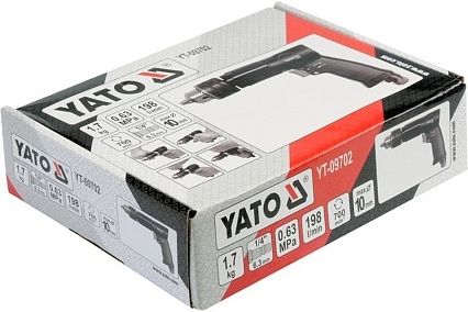 Пневматическая дрель Yato 10 мм, 1/4", с реверсом YT-09702