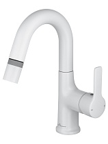 Смеситель для раковины Wonzon&Woghand WW-FE01L212-MW выдвижной излив, белый матовый